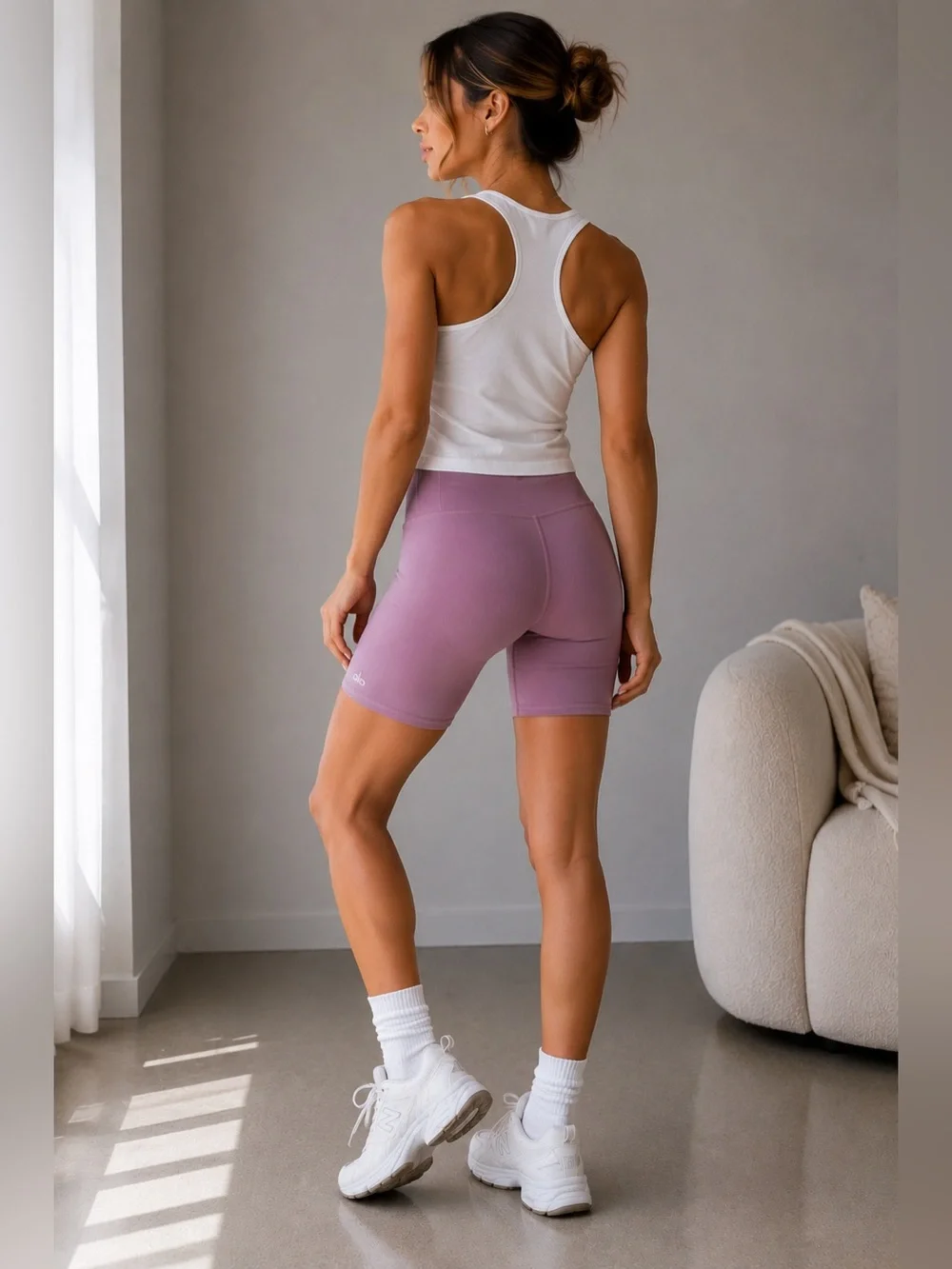 Alo Yoga High Waist Biker Shorts Pink Dusty Rose XS